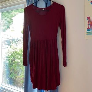 Red long sleeve dress with pockets